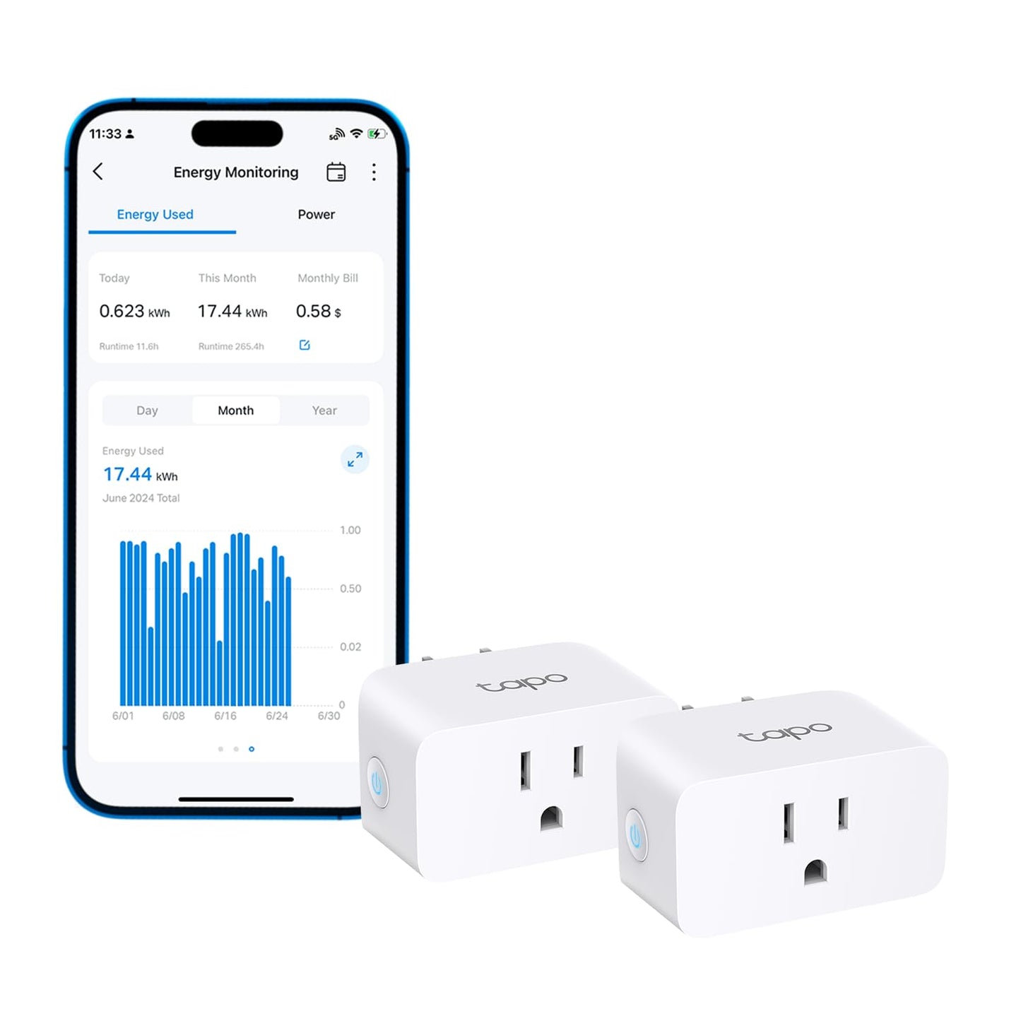 TP-Link Tapo Smart Plug Wi-Fi Mini, Energy Monitoring, Compatible with Alexa & Google Home & Samsung SmartThings, Timer, 15A/1800W Max, ETL Certified, 2.4G Wi-Fi Only, Tapo P115(2-Pack)