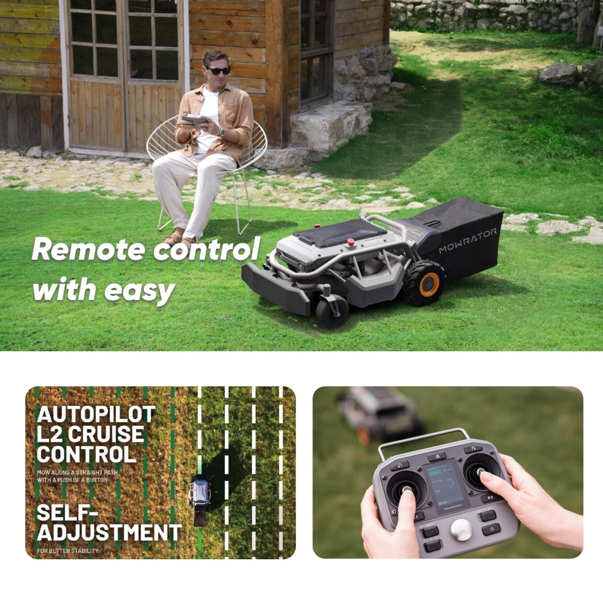 Mowrater - Remote Control Lawn Mower S1 2WD 56V12Ah - SmartHomeFinder.com
