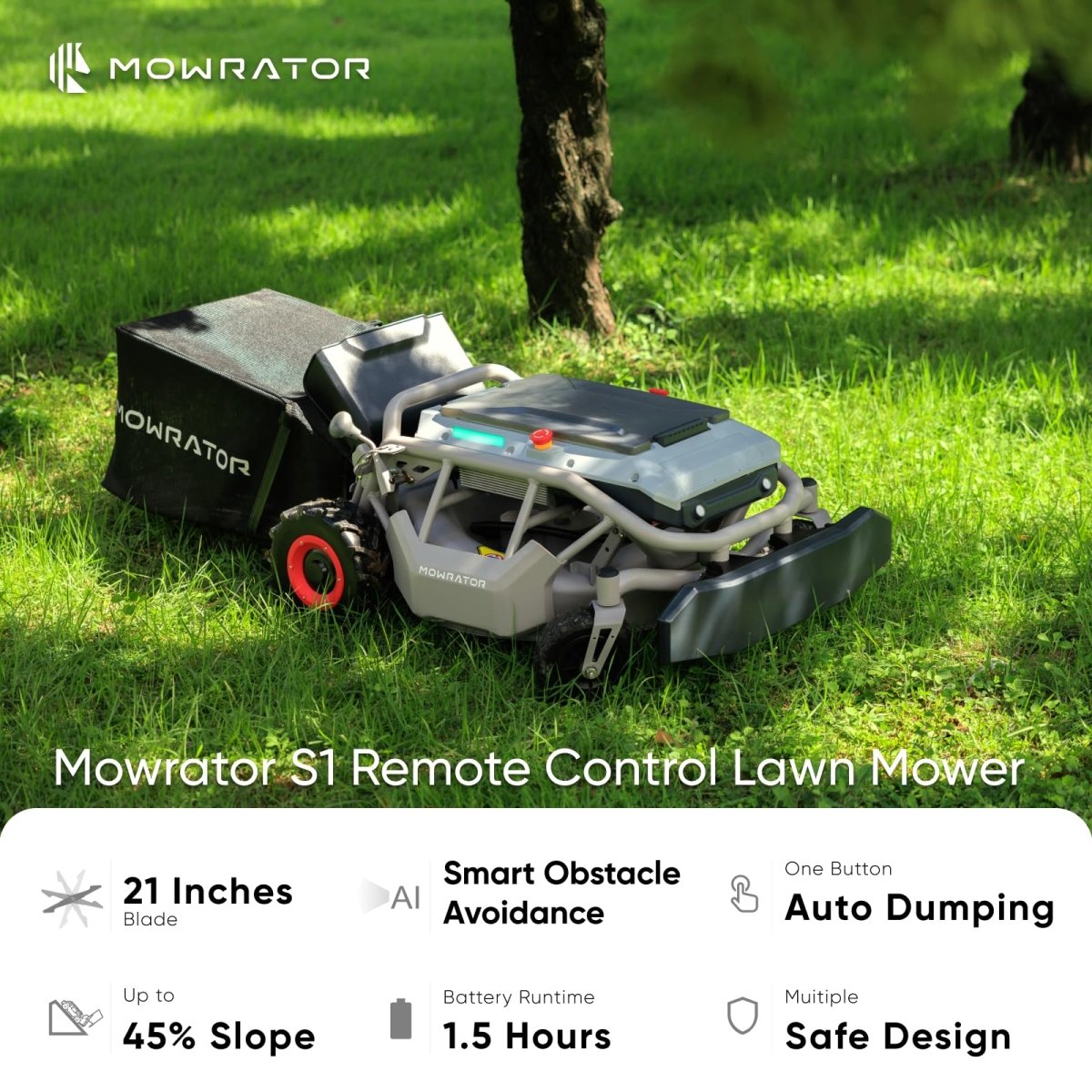 Mowrater - Remote Control Lawn Mower S1 2WD 56V12Ah - SmartHomeFinder.com
