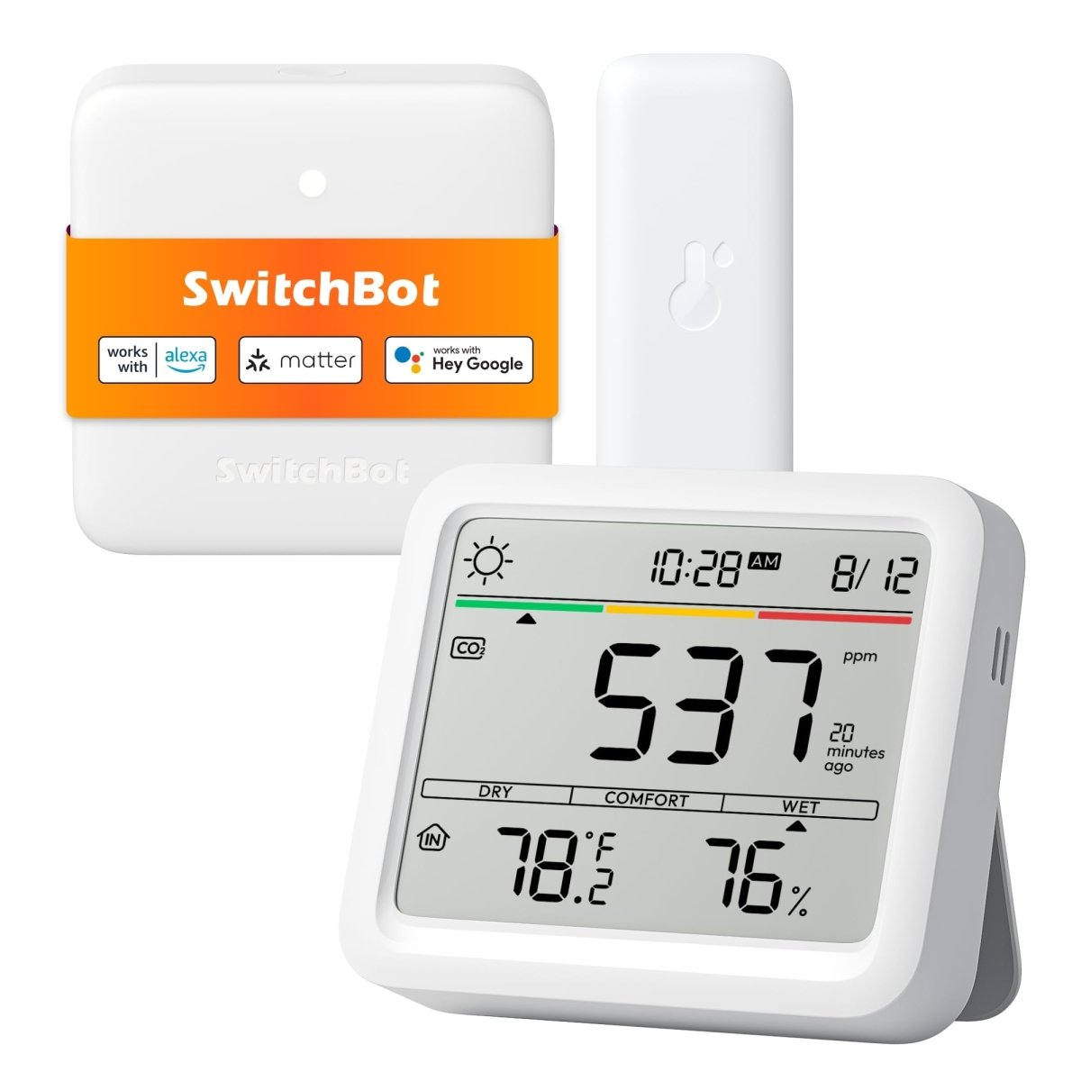 SwitchBot CO2 Detector, Air Quality Monitor Indoor, CO2 Monitor for CO2/TEMP/Humidity, Portable Carbon Dioxide Detector for Home/Car/Office/Greenhouse - SmartHomeFinder.com