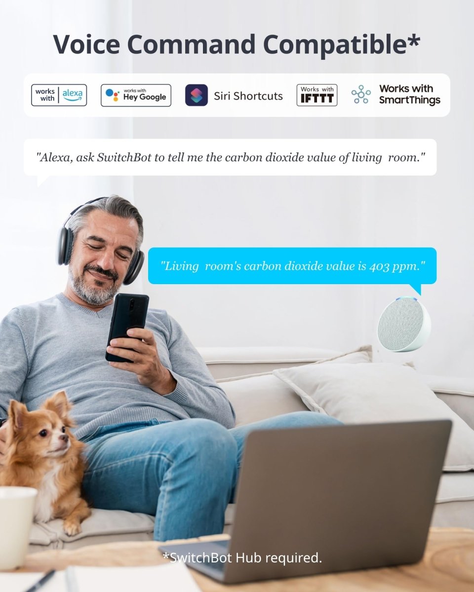 SwitchBot CO2 Detector, Air Quality Monitor Indoor, CO2 Monitor for CO2/TEMP/Humidity, Portable Carbon Dioxide Detector for Home/Car/Office/Greenhouse - SmartHomeFinder.com