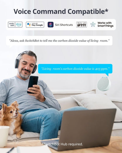 SwitchBot CO2 Detector, Air Quality Monitor Indoor, CO2 Monitor for CO2/TEMP/Humidity, Portable Carbon Dioxide Detector for Home/Car/Office/Greenhouse - SmartHomeFinder.com