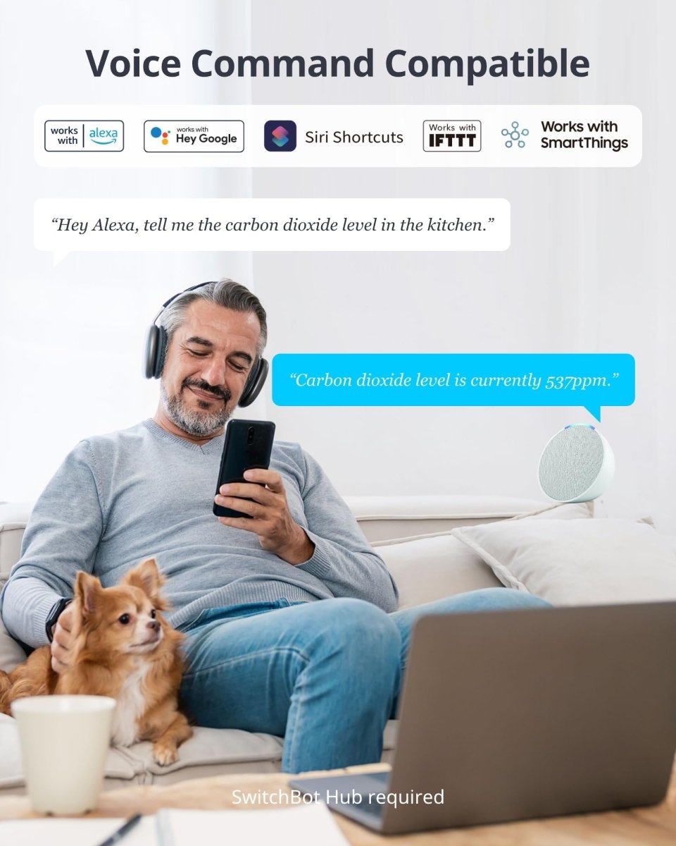 SwitchBot CO2 Detector, Air Quality Monitor Indoor, CO2 Monitor for CO2/TEMP/Humidity, Portable Carbon Dioxide Detector for Home/Car/Office/Greenhouse - SmartHomeFinder.com