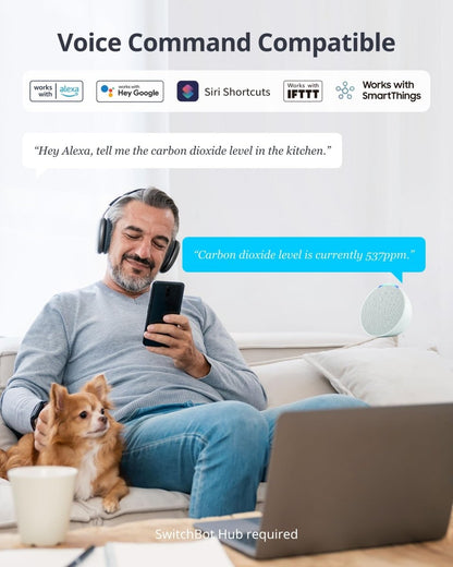 SwitchBot CO2 Detector, Air Quality Monitor Indoor, CO2 Monitor for CO2/TEMP/Humidity, Portable Carbon Dioxide Detector for Home/Car/Office/Greenhouse - SmartHomeFinder.com