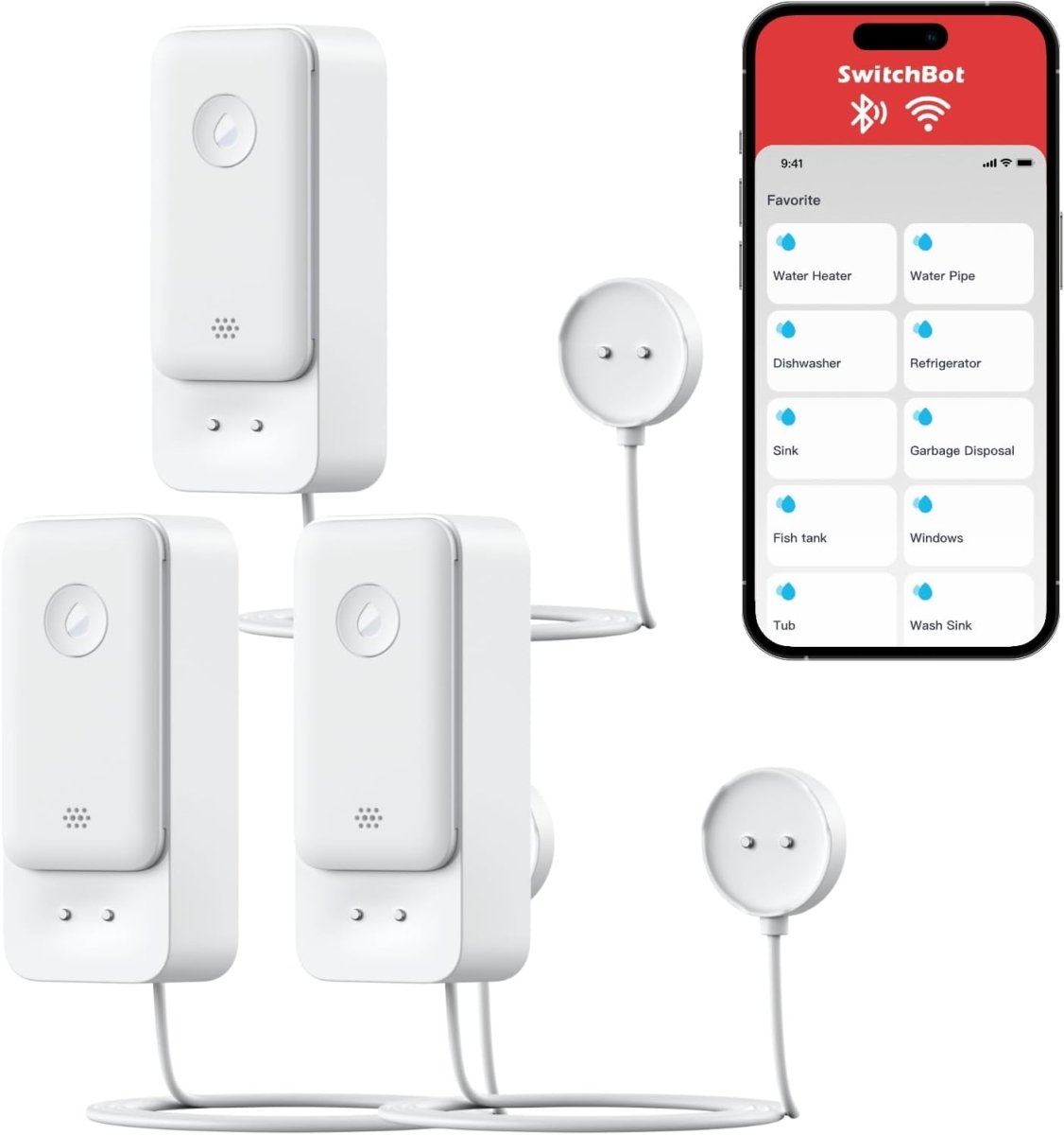 SwitchBot - WiFi Water Leak Detector (3 Pack) - SmartHomeFinder.com
