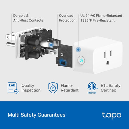 TP - Link Tapo Smart Plug Wi - Fi Mini, Energy Monitoring, Compatible with Alexa & Google Home & Samsung SmartThings, Timer, 15A/1800W Max, ETL Certified, 2.4G Wi - Fi Only, Tapo P115(2 - Pack) - SmartHomeFinder.com